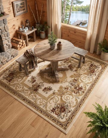 Cream Chateau Rosaline Square Rug