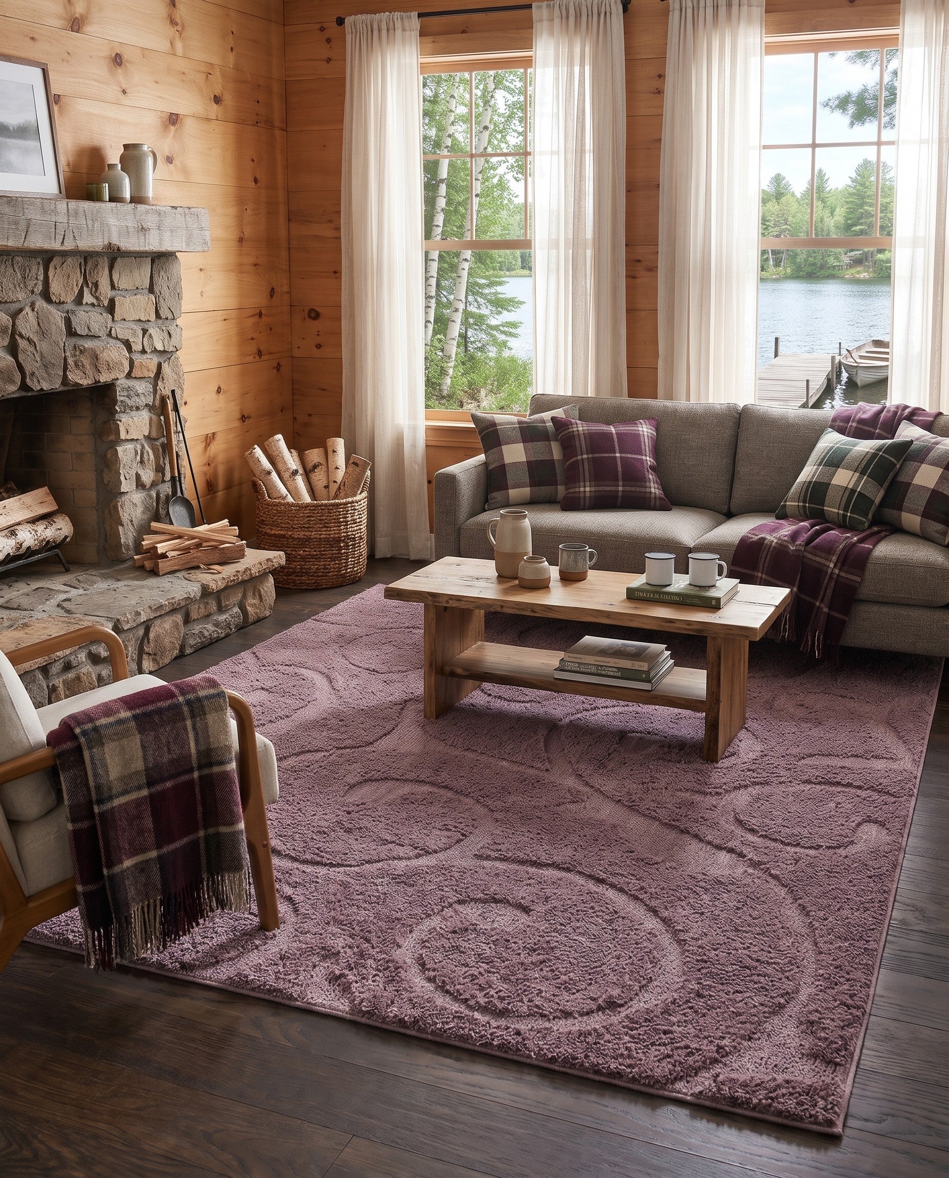 Violet Botanical Shag Rug
