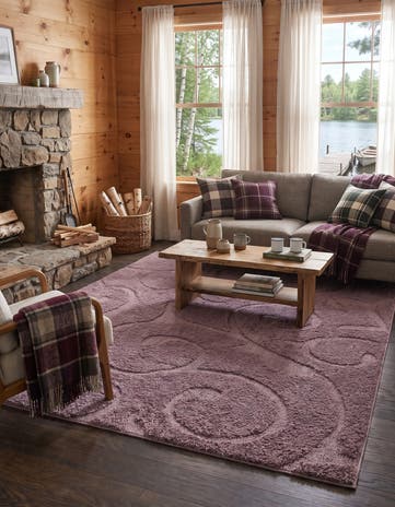 Violet Botanical Shag Rug