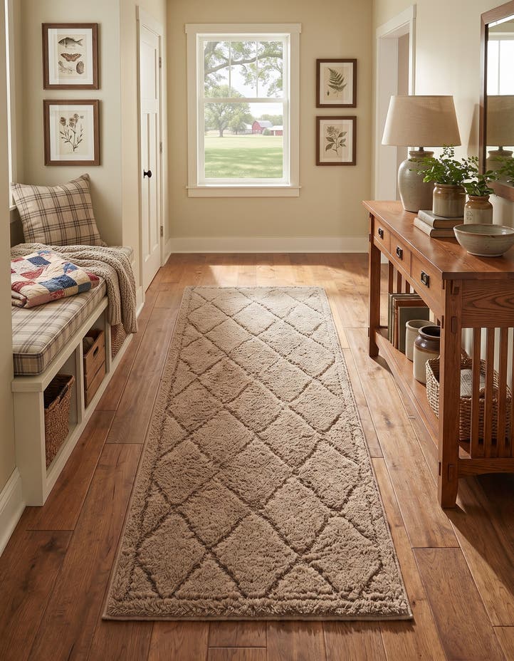 2' x 6' 9 Lattice Shag Runner Rug