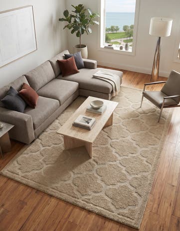 Beige Lattice Shag Rug