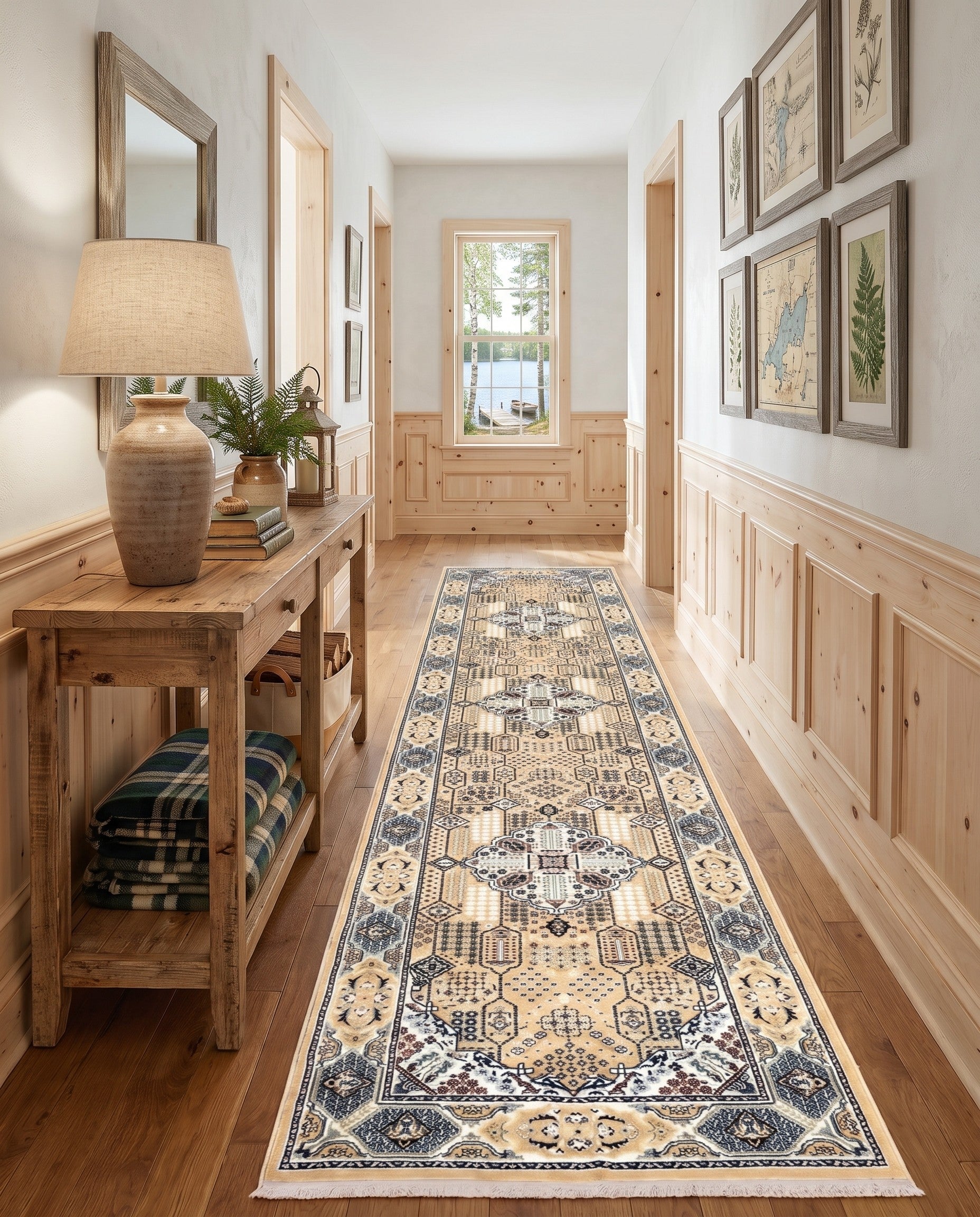 Beige Nain Design Runner Rug