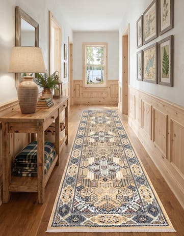 Beige Nain Design Runner Rug