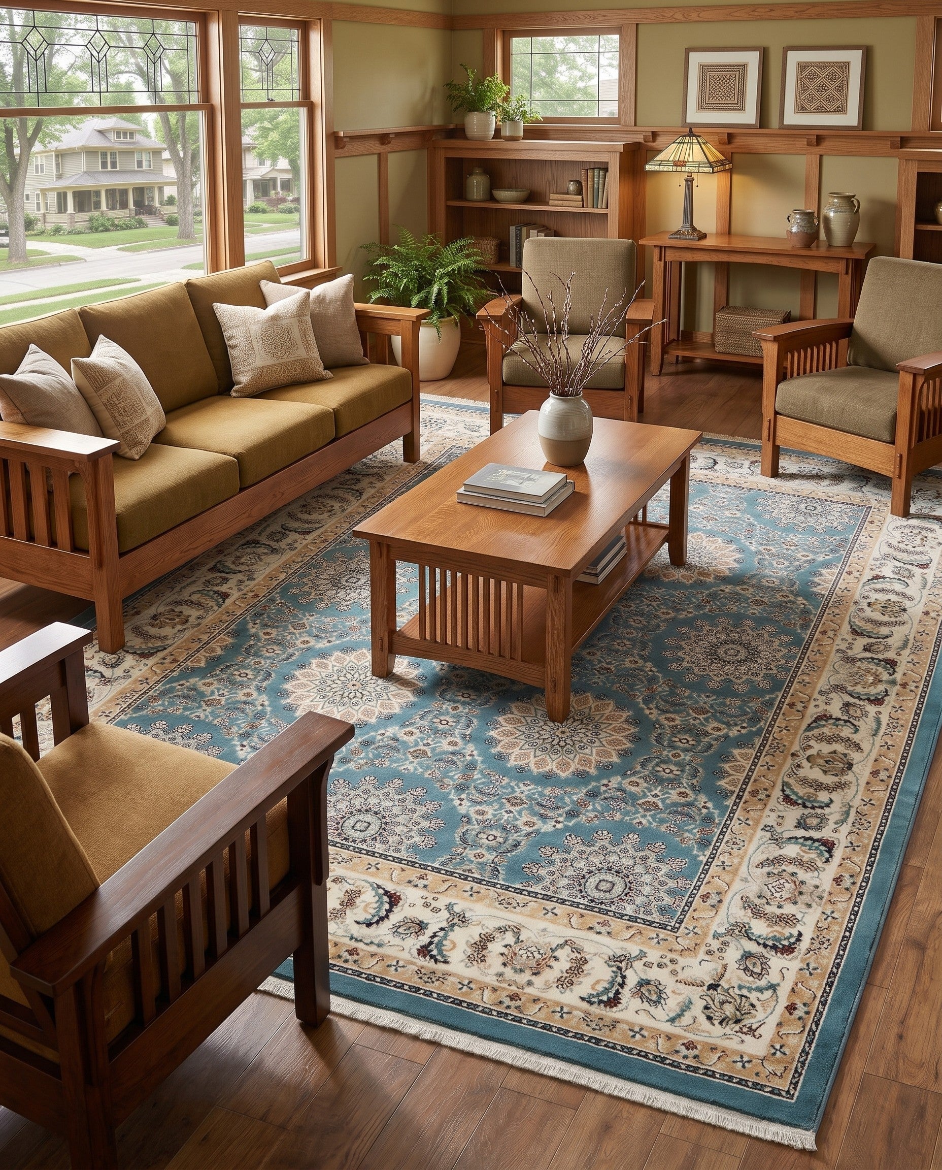 Blue Nain Design Rug