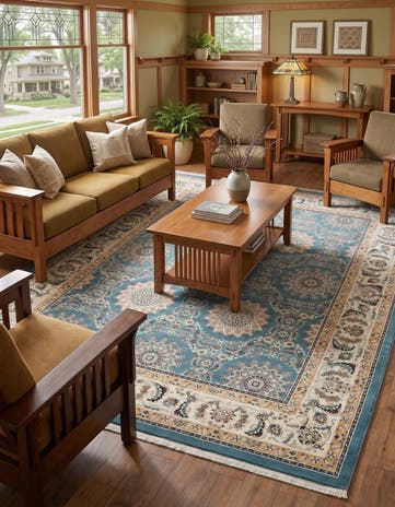 Blue Nain Design Rug