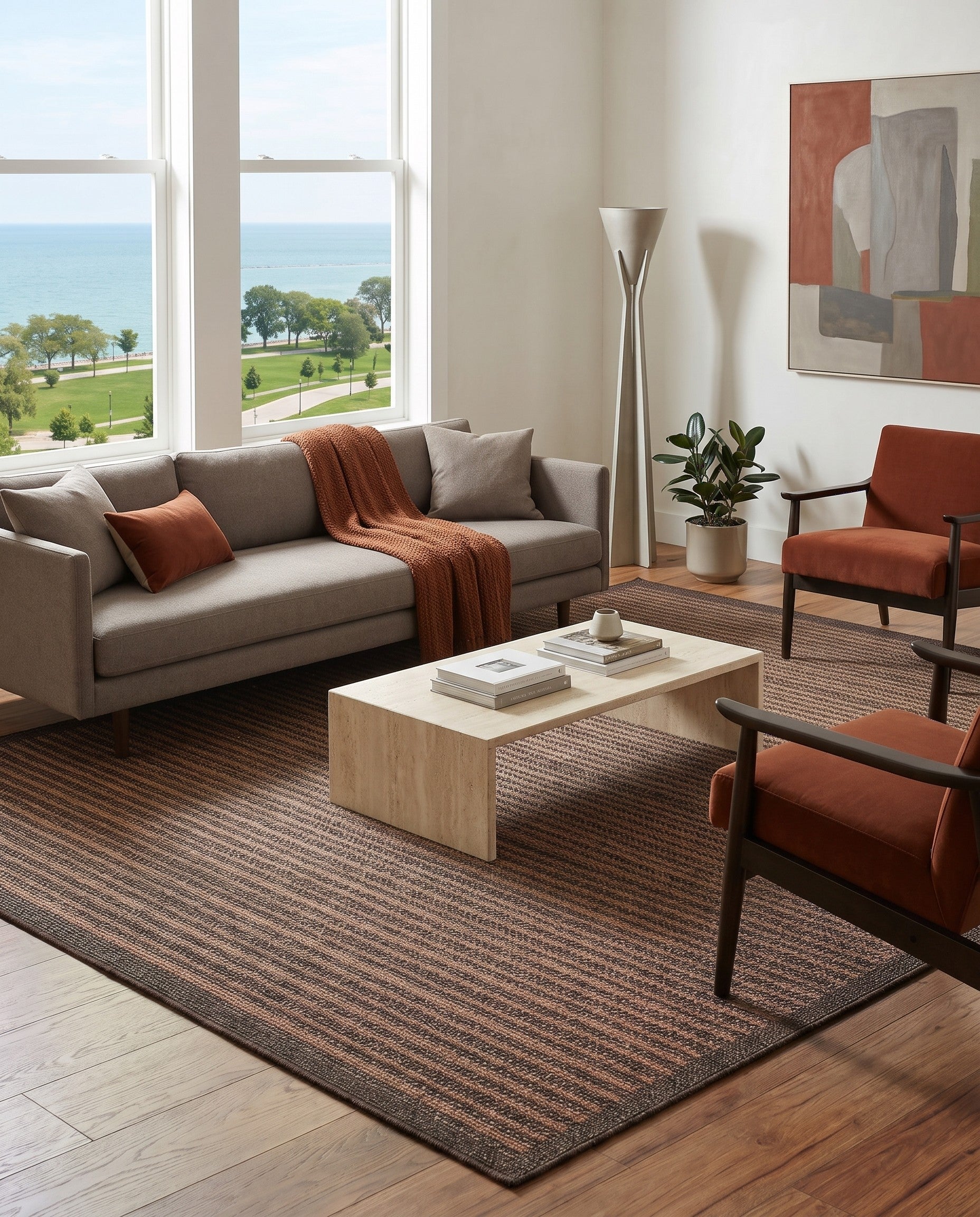 9' x 12' 2 Easy-Clean Border Indoor / Outdoor Rug