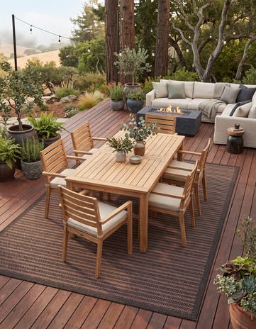Brown Easy-Clean Border Indoor / Outdoor Rug