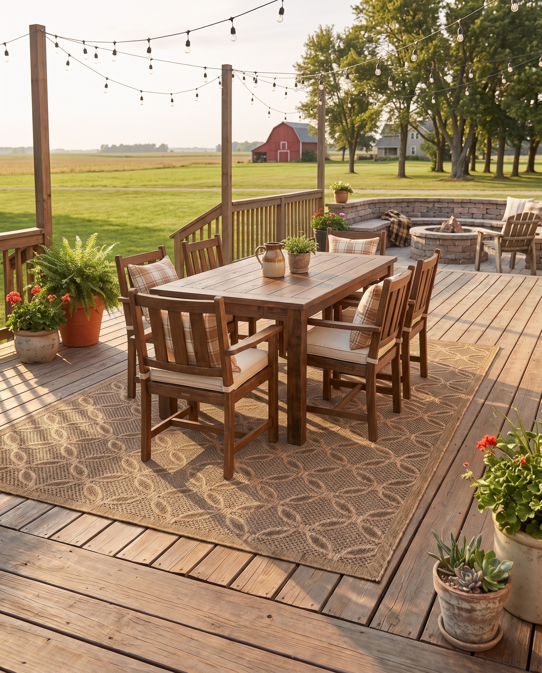6' x 9' Easy-Clean Lattice Indoor / Outdoor Rug