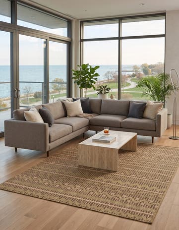 Light Brown Easy-Clean Modern Indoor / Outdoor Rug