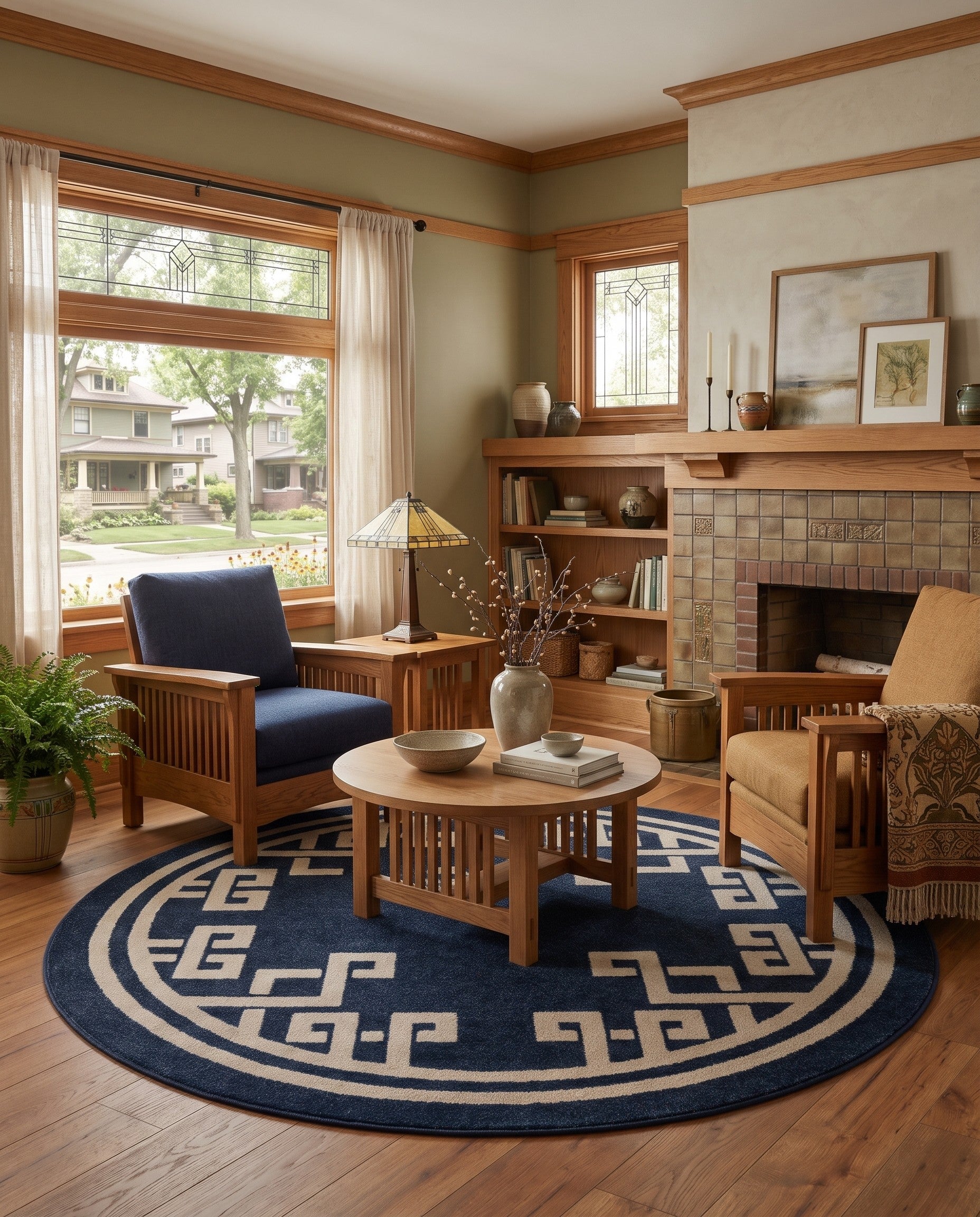 Dark Blue Hera Round Rug
