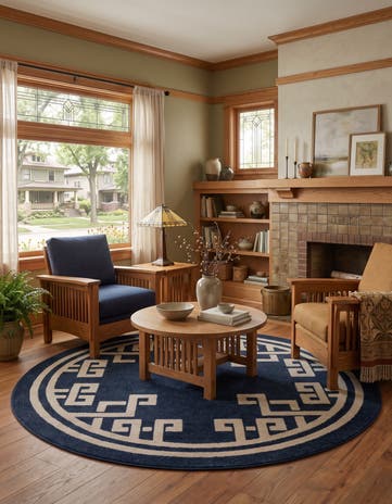 Dark Blue Hera Round Rug