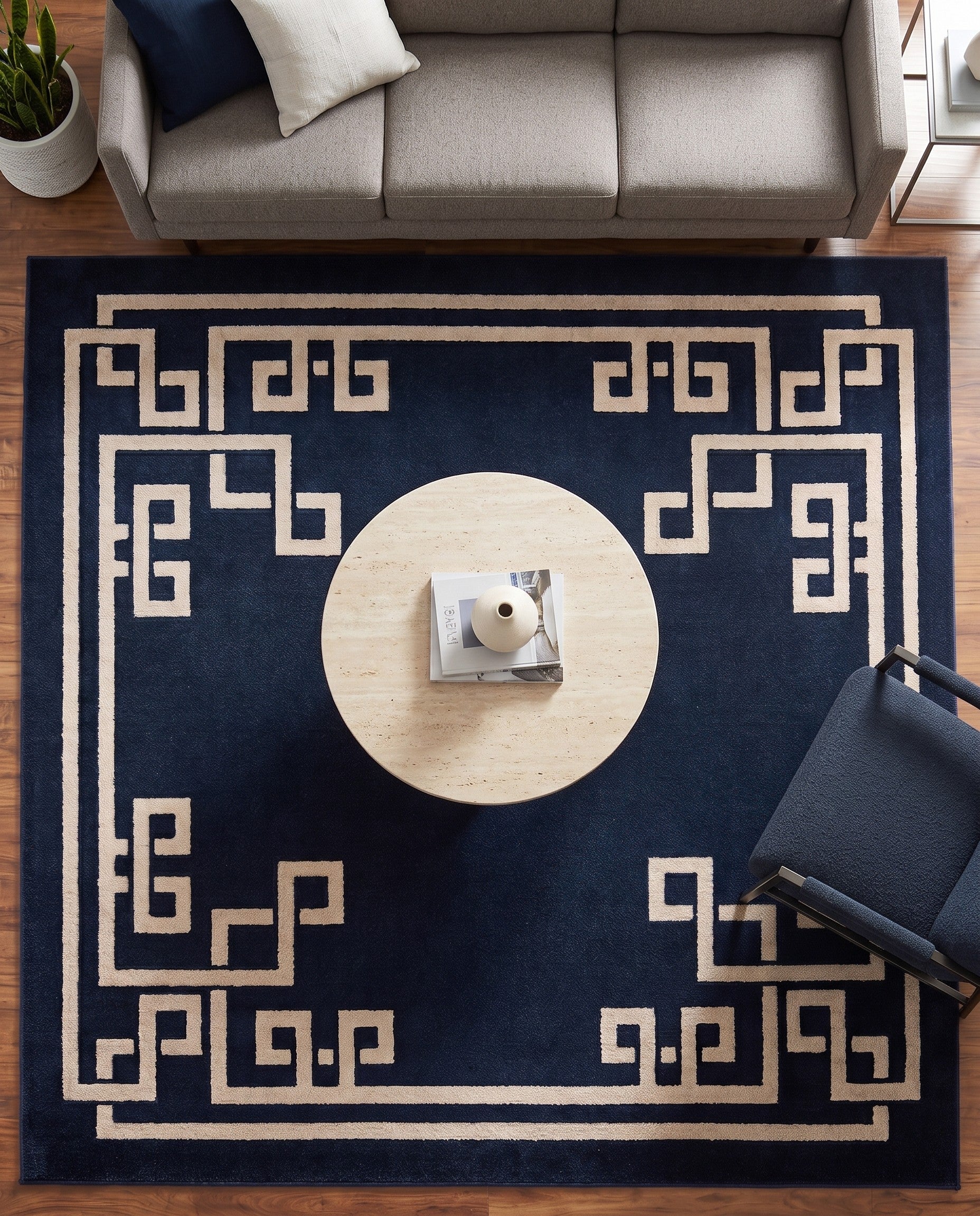 Dark Blue Hera Square Rug