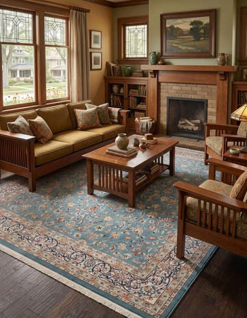 Blue Nain Design Rug