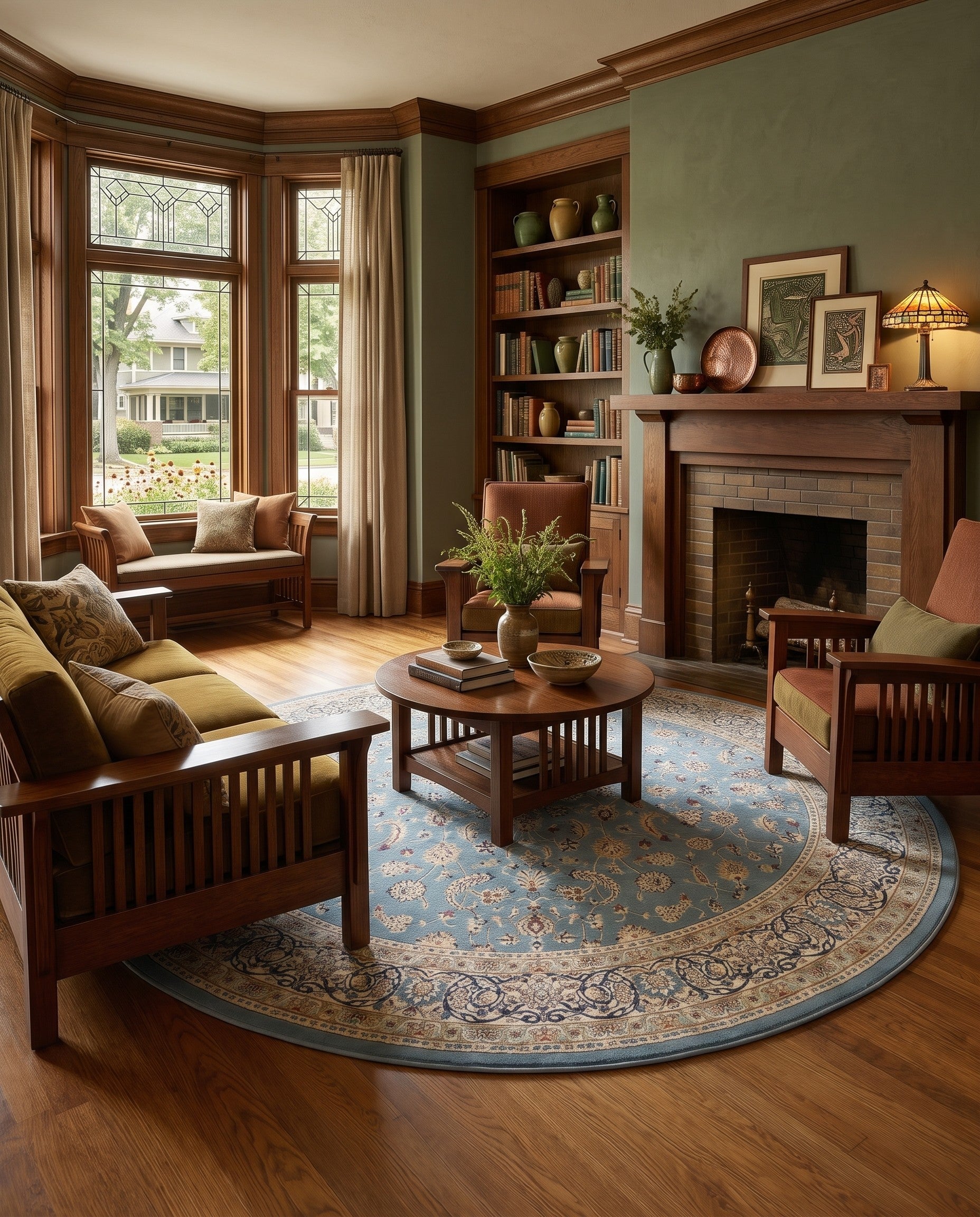 Blue Nain Design Round Rug
