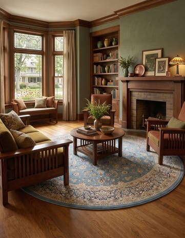 Blue Nain Design Round Rug
