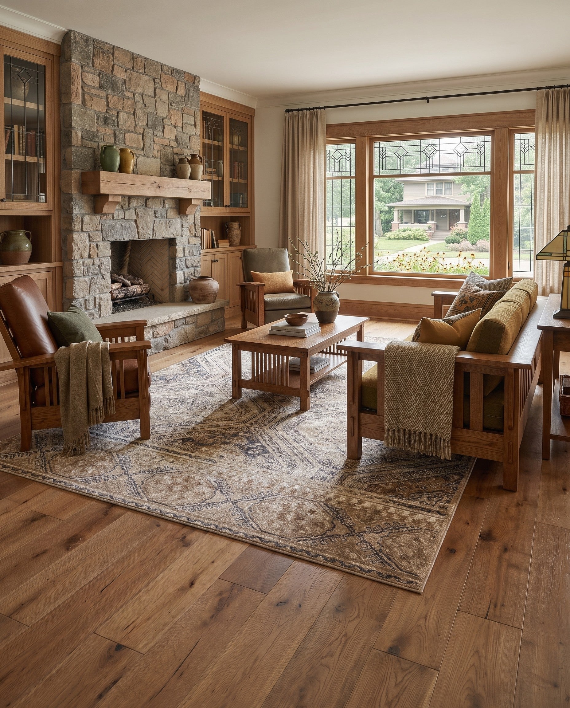 Beige and Blue Eliza Rug