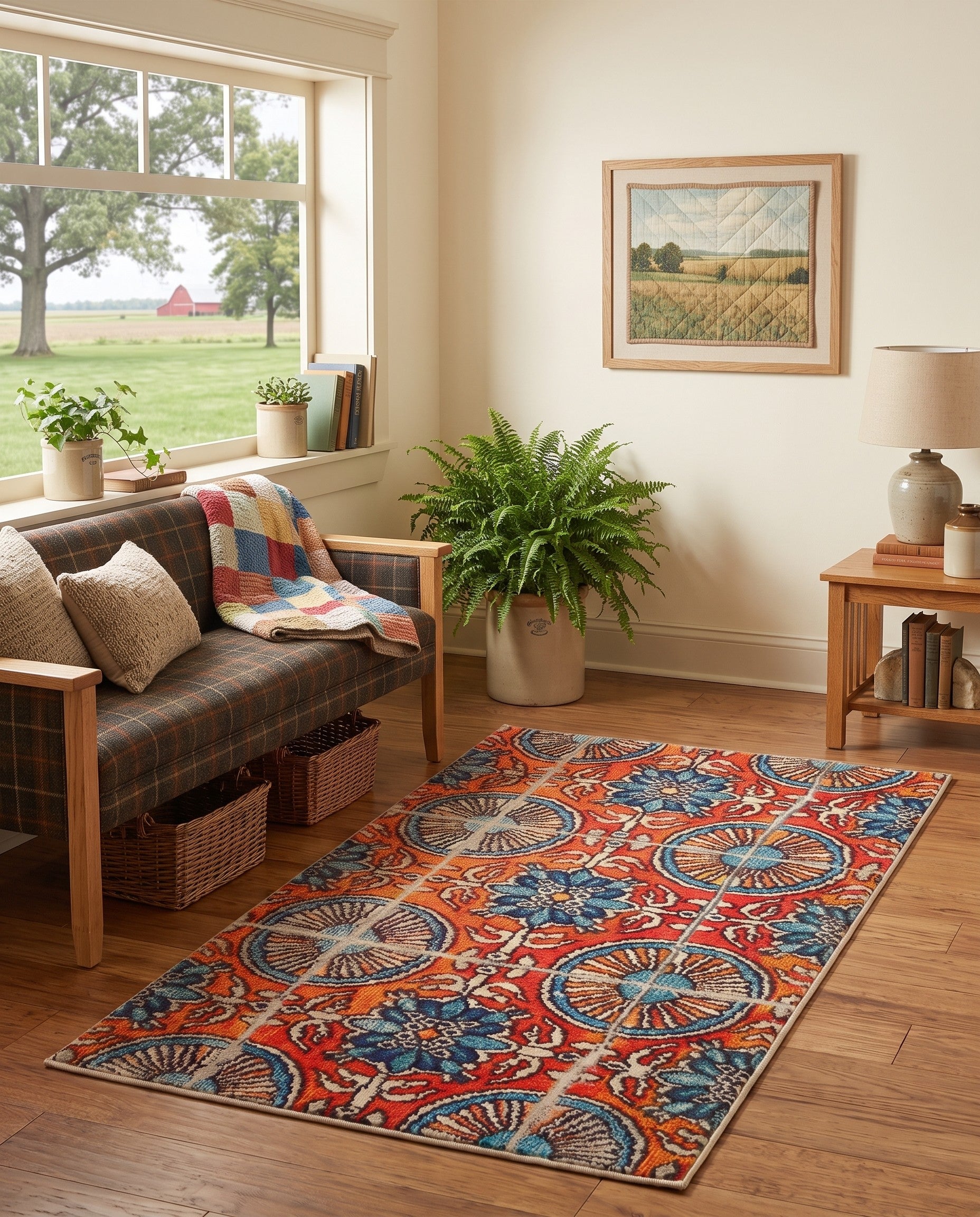 Orange Washable Hyacinth Rug