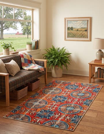 Orange Washable Hyacinth Rug