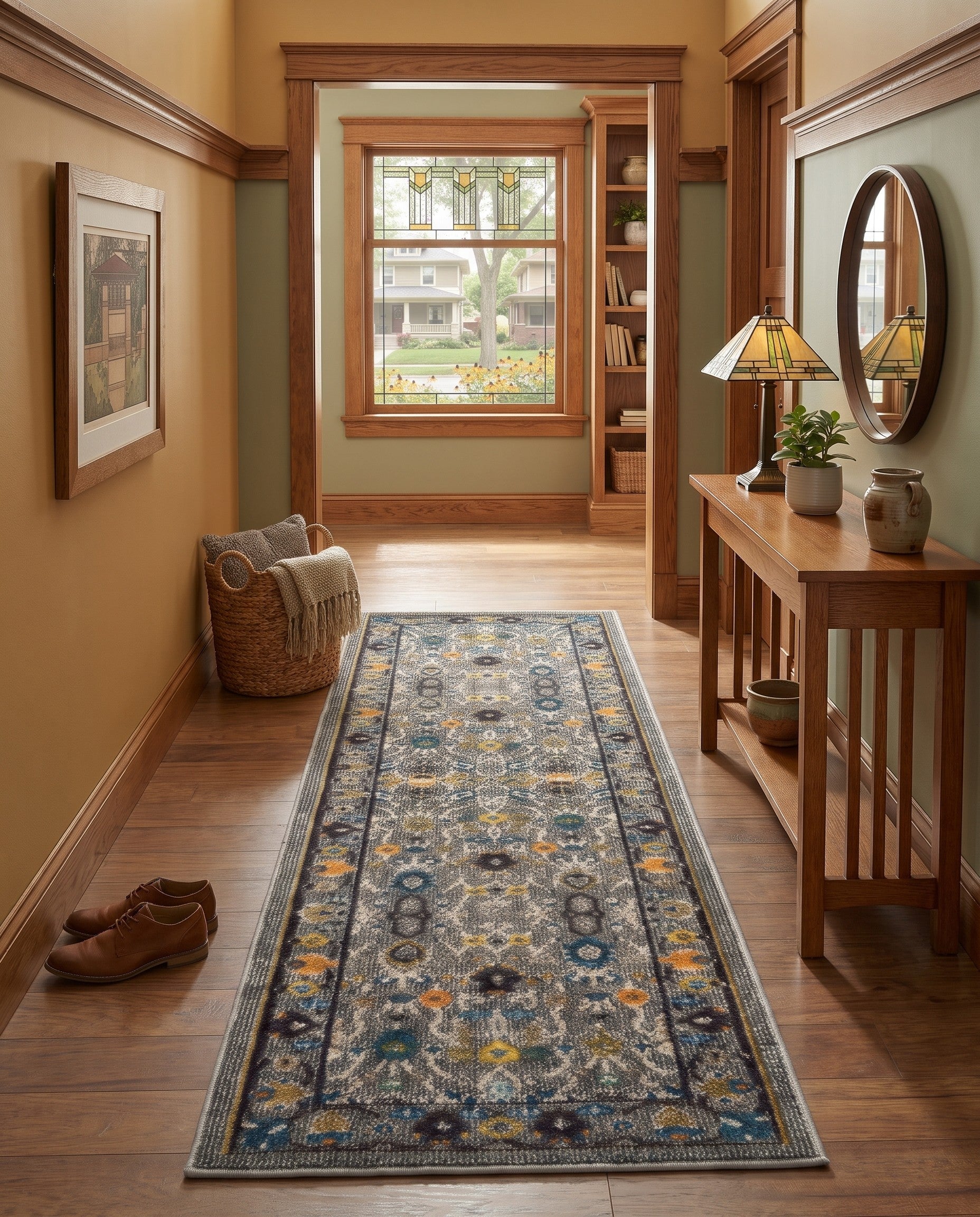 Gray Washable Fleur Runner Rug
