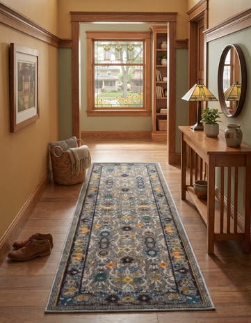 Gray Washable Fleur Runner Rug
