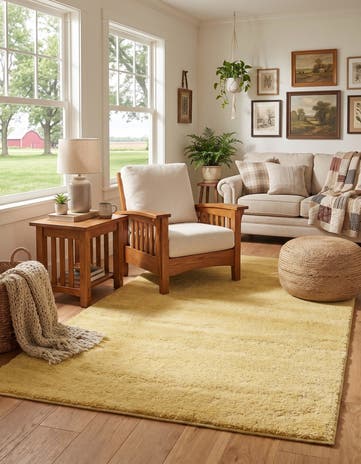 Yellow Solid Frieze Rug