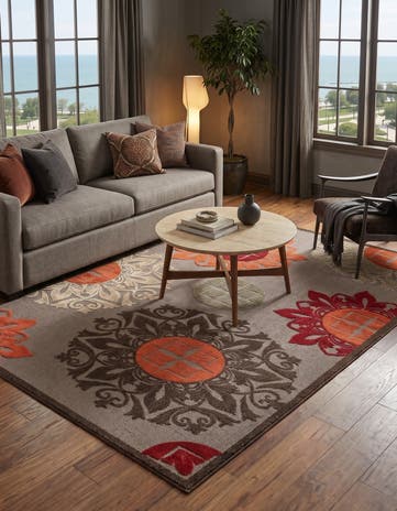 Brown Easy-Clean Modern Indoor / Outdoor Rug