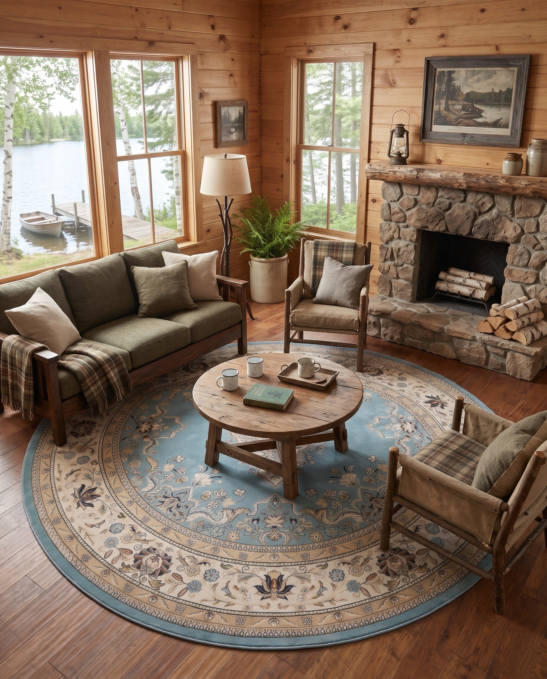 Blue Nain Design Round Rug