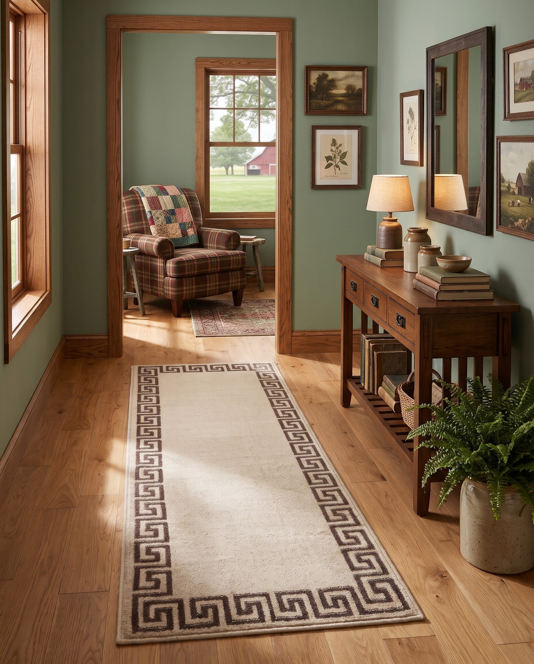 Beige and Brown Hera Runner Rug