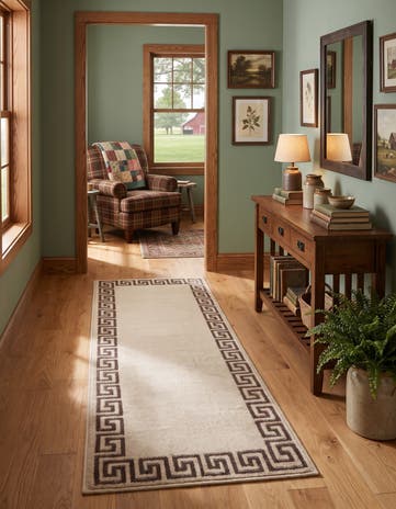 Beige and Brown Hera Runner Rug