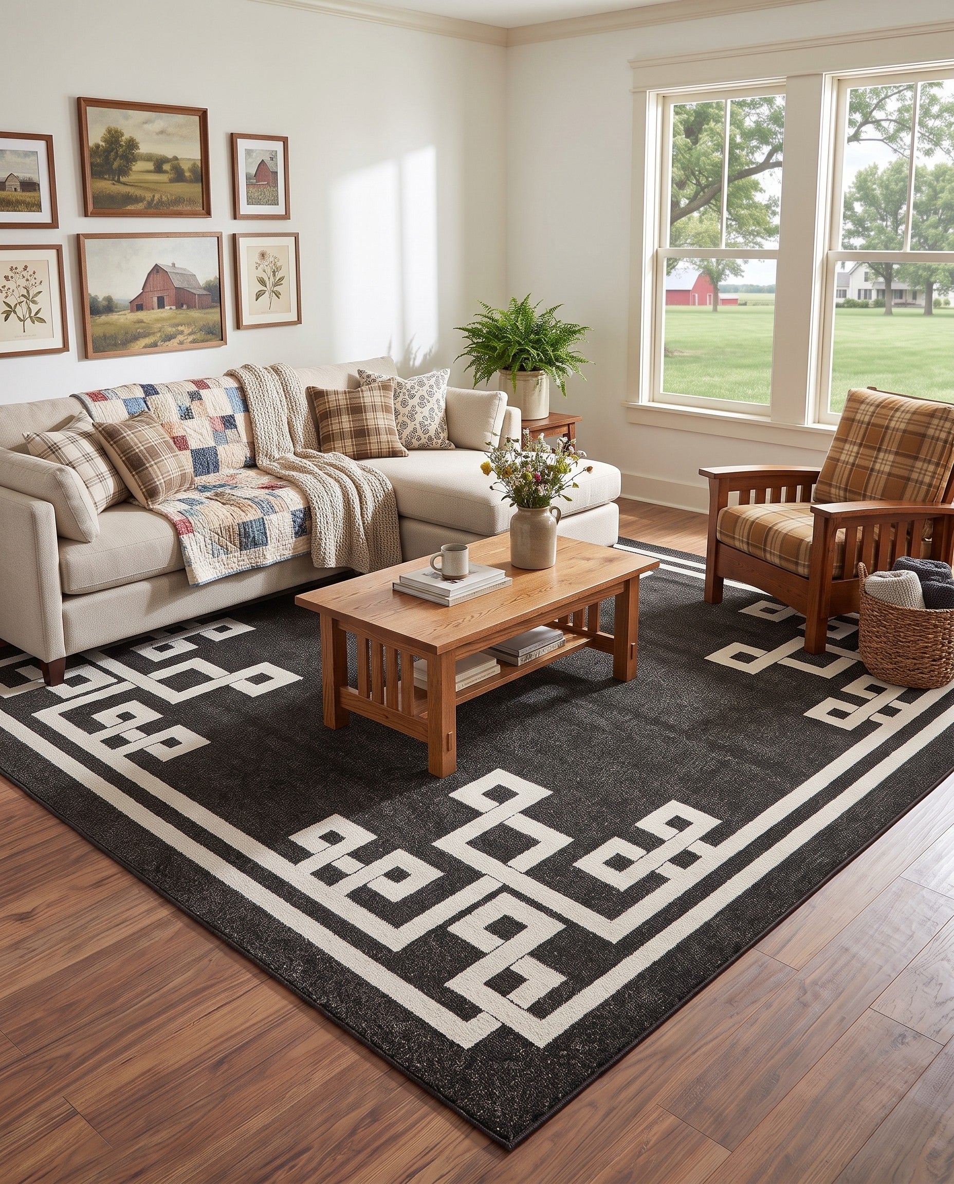 Black Hera Square Rug