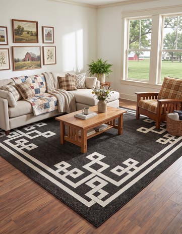 Black Hera Square Rug