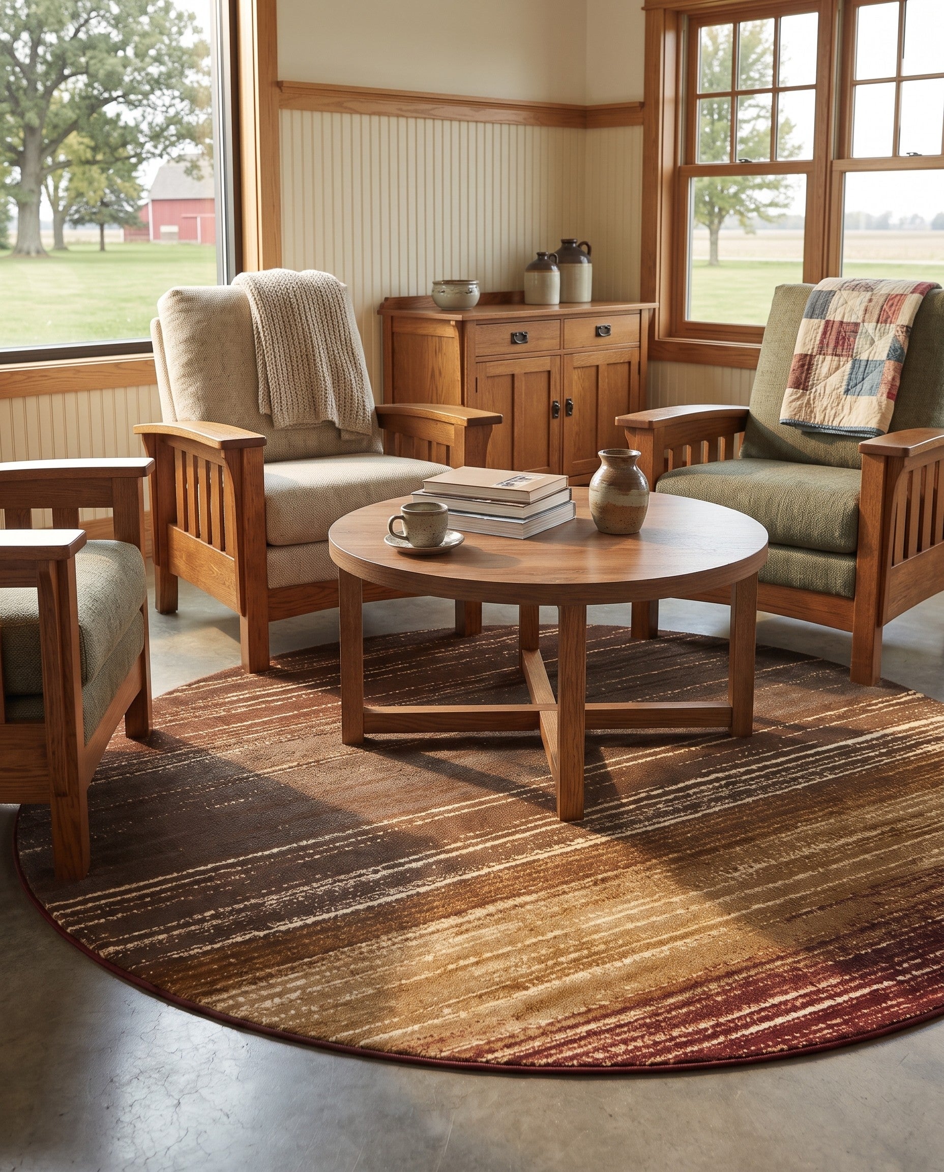 Beige Cafe Round Rug