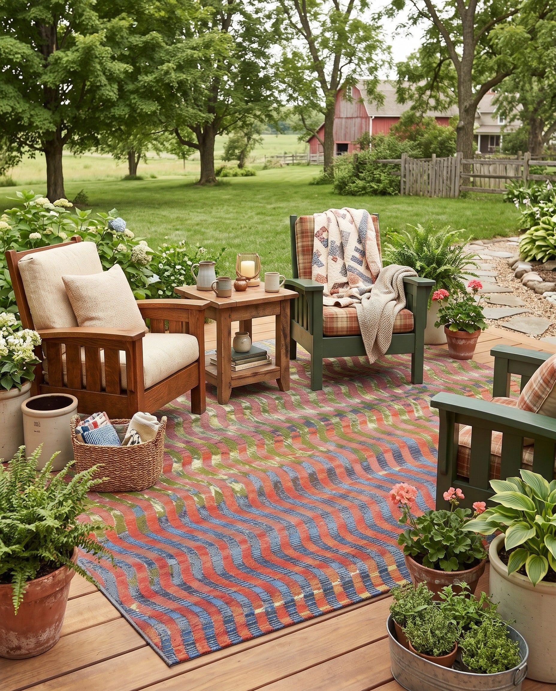 6' x 6' Easy-Clean Modern Indoor / Outdoor Square Rug