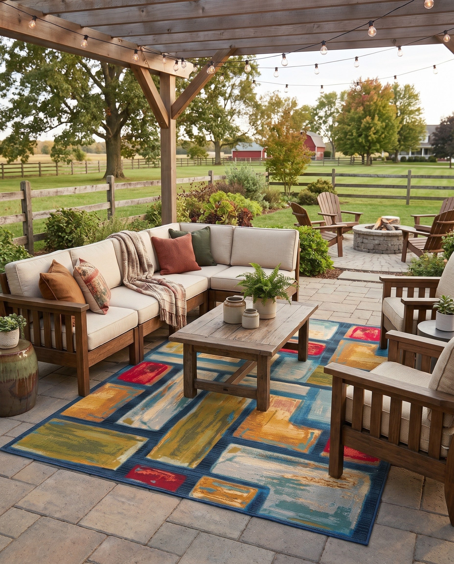 5' 3 x 8' Easy-Clean Modern Indoor / Outdoor Rug