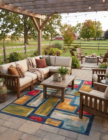 5' 3 x 8' Easy-Clean Modern Indoor / Outdoor Rug