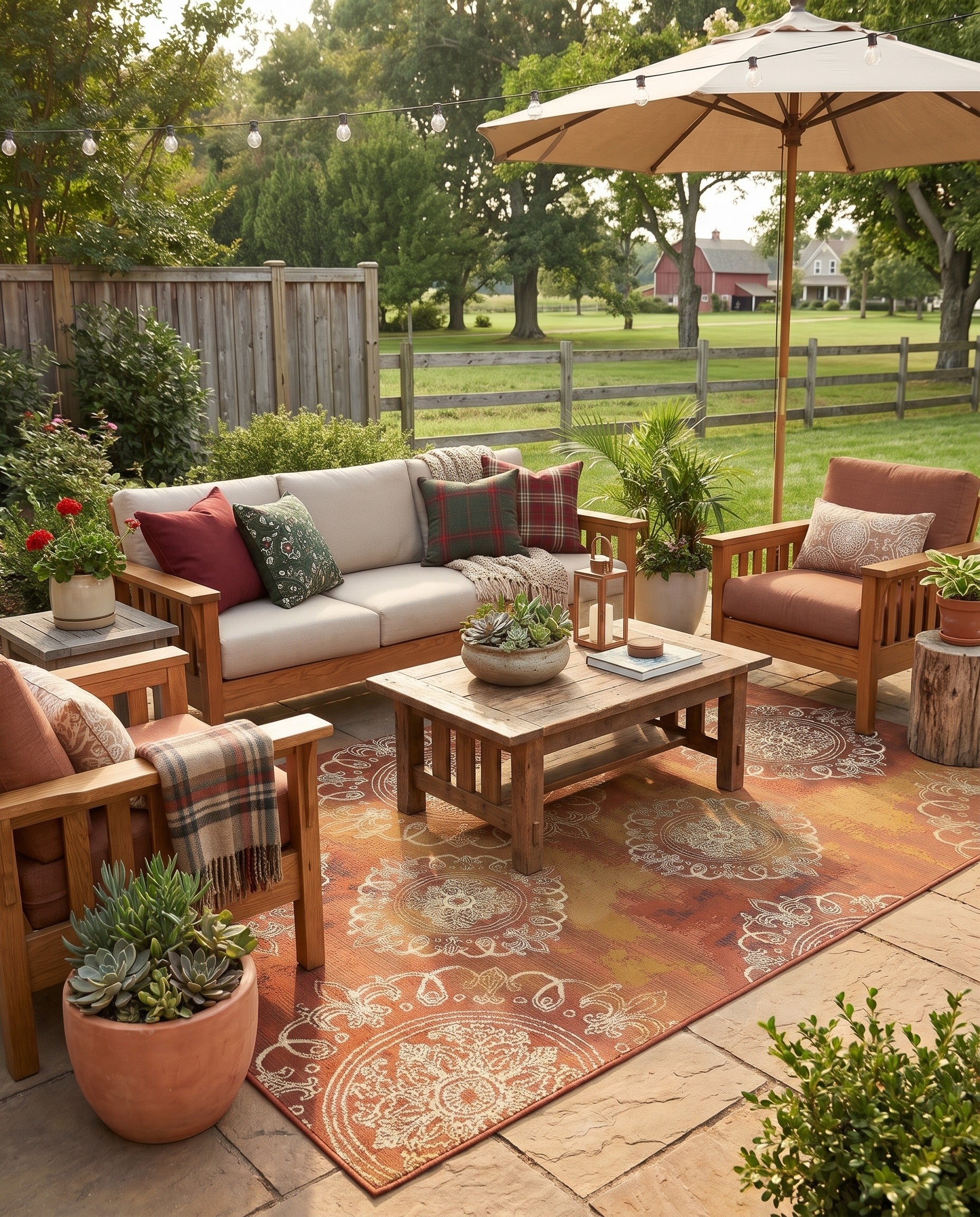 Brown Easy-Clean Modern Indoor / Outdoor Rug