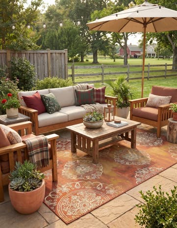 Brown Easy-Clean Modern Indoor / Outdoor Rug