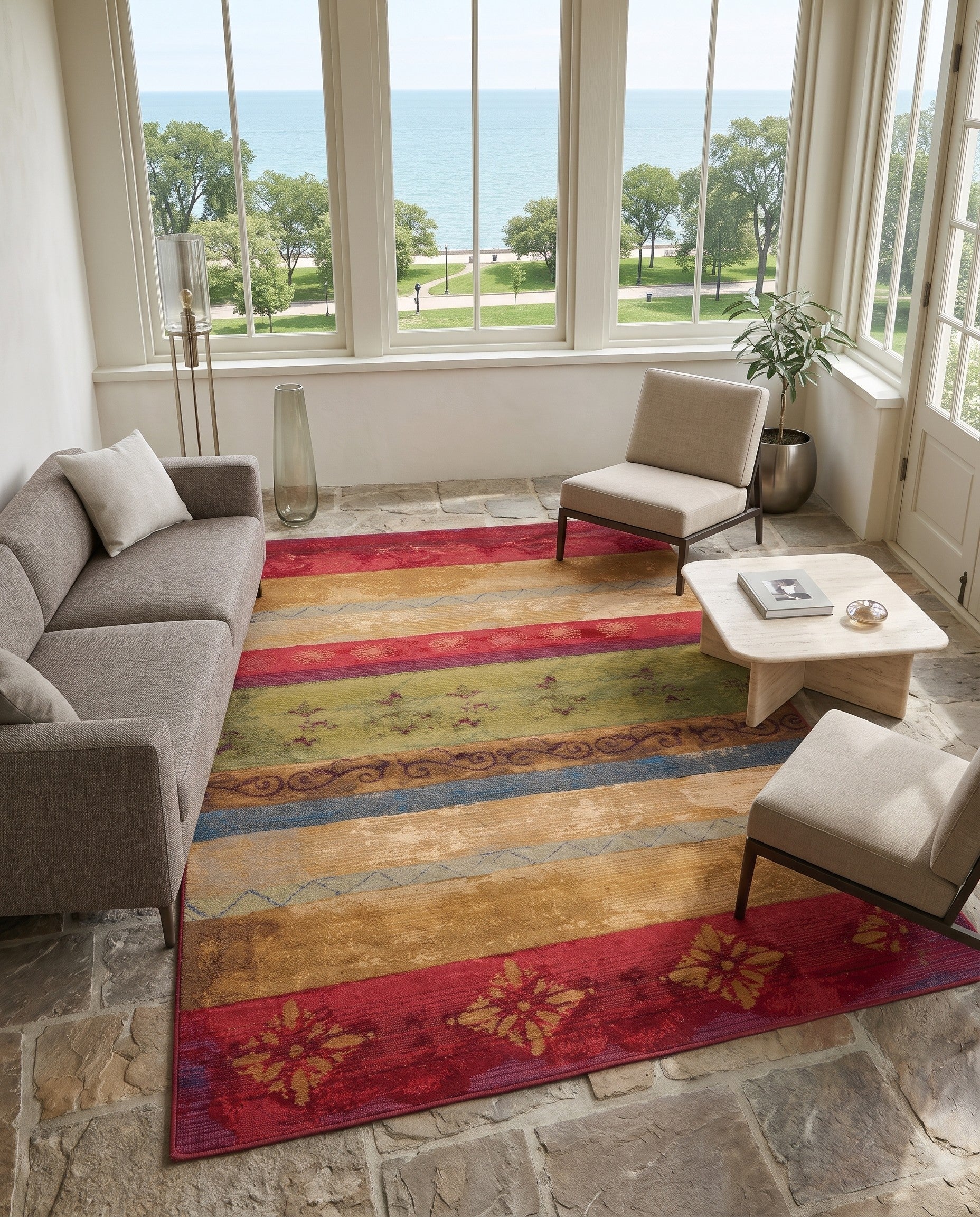 5' 3 x 8' Easy-Clean Modern Indoor / Outdoor Rug