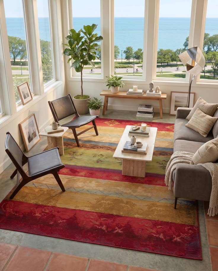 Detail image of 5' 3 x 8' Easy-Clean Modern Indoor / Outdoor Rug