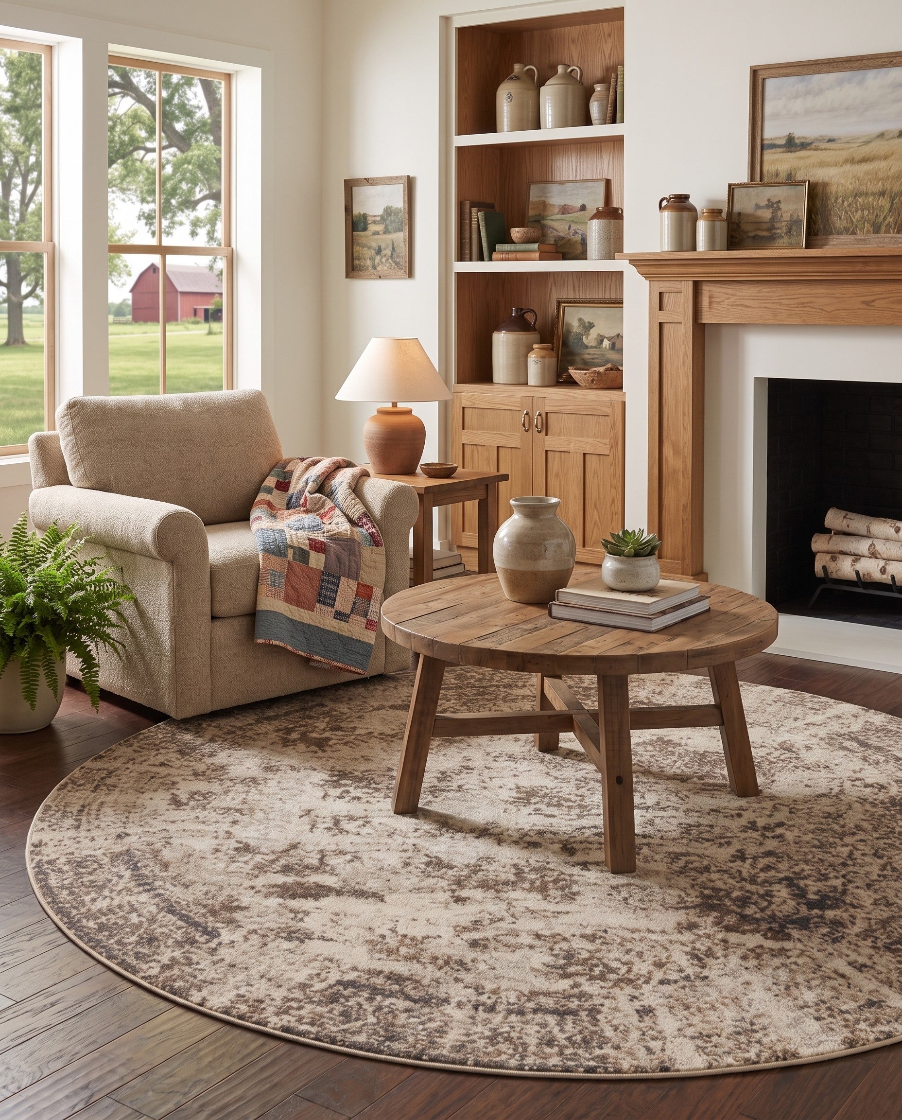 Cream Mojave Round Rug