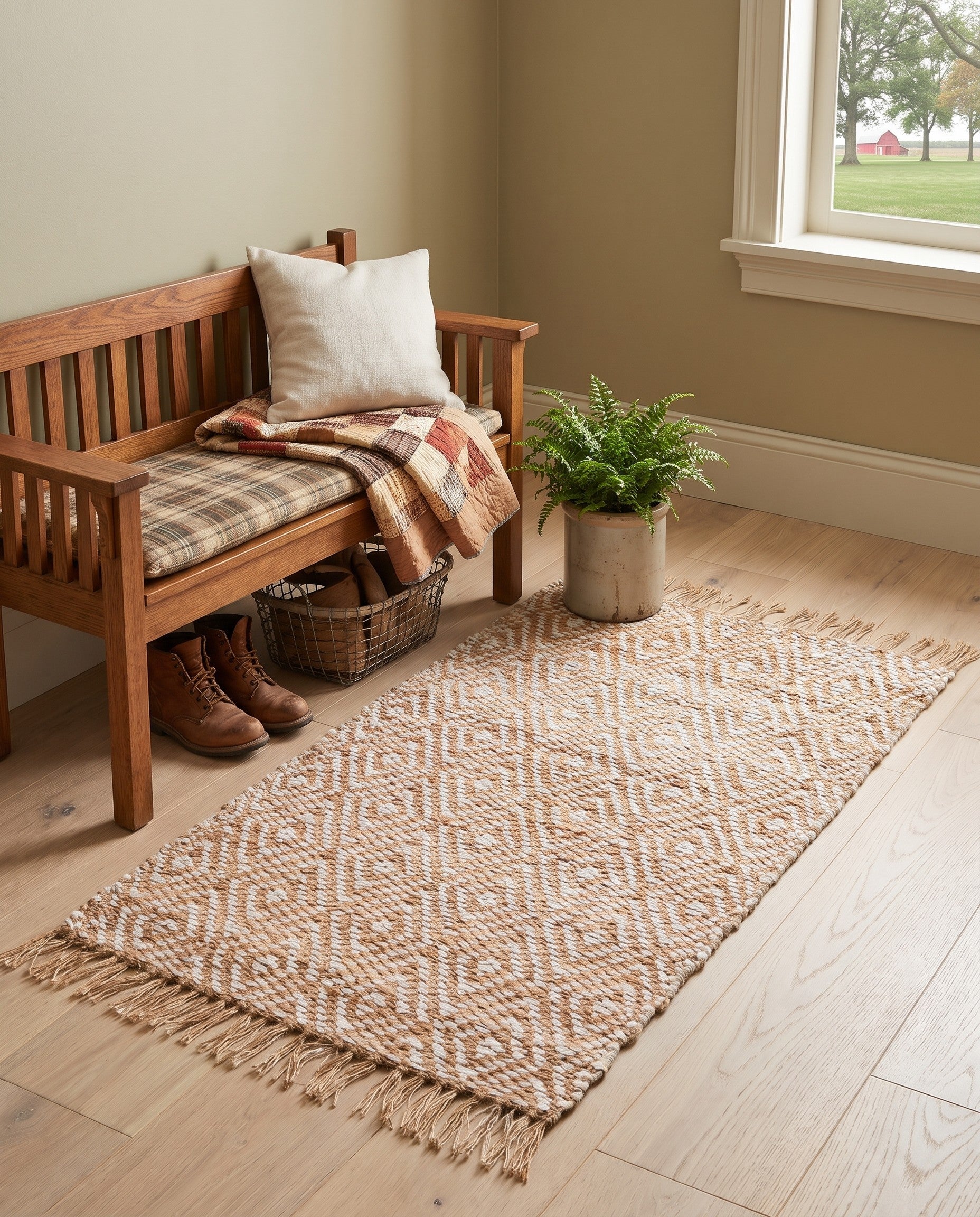 Natural Hand Woven Braided Jute Rug