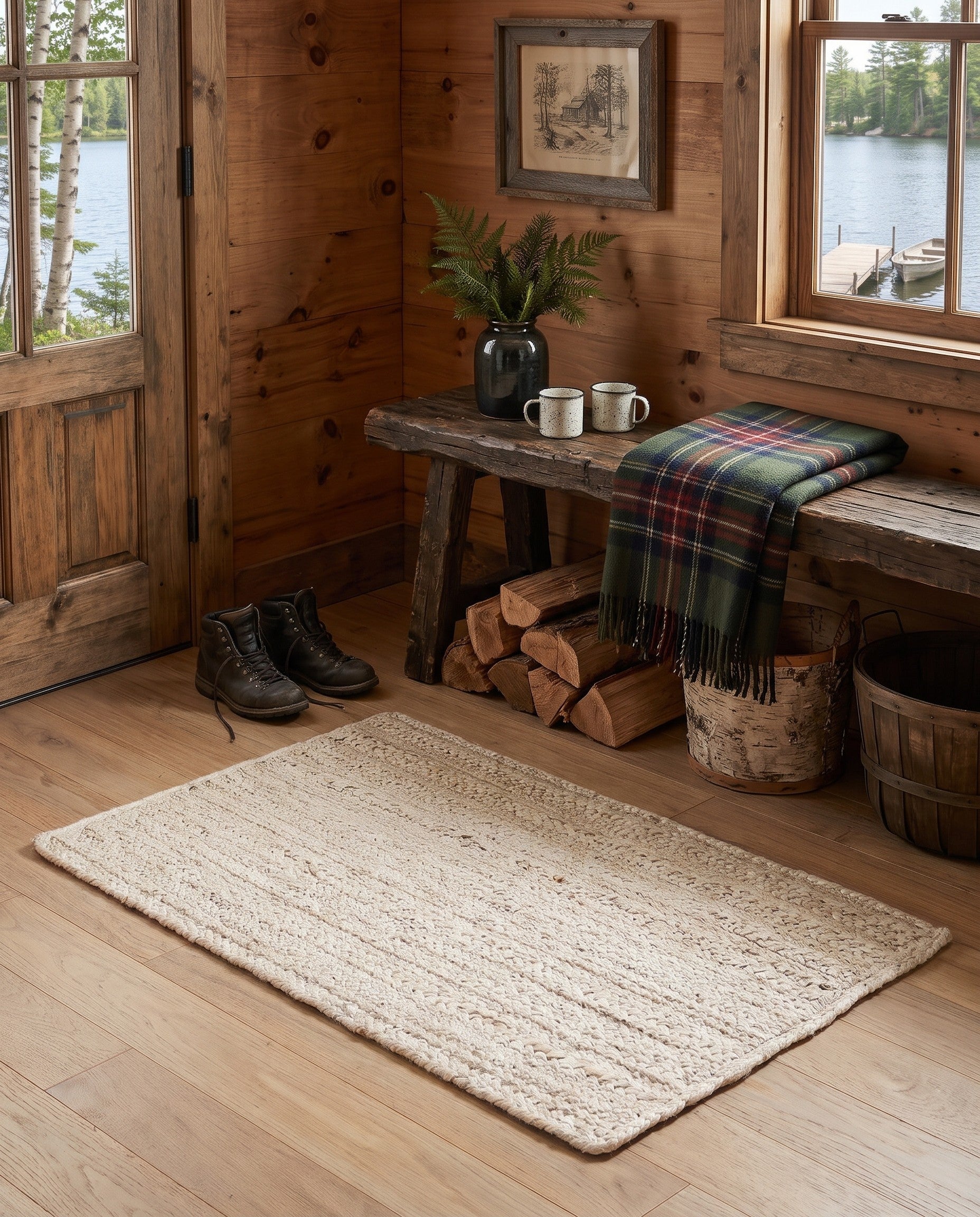 2' x 3' 1 Handmade Braided Jute Rug