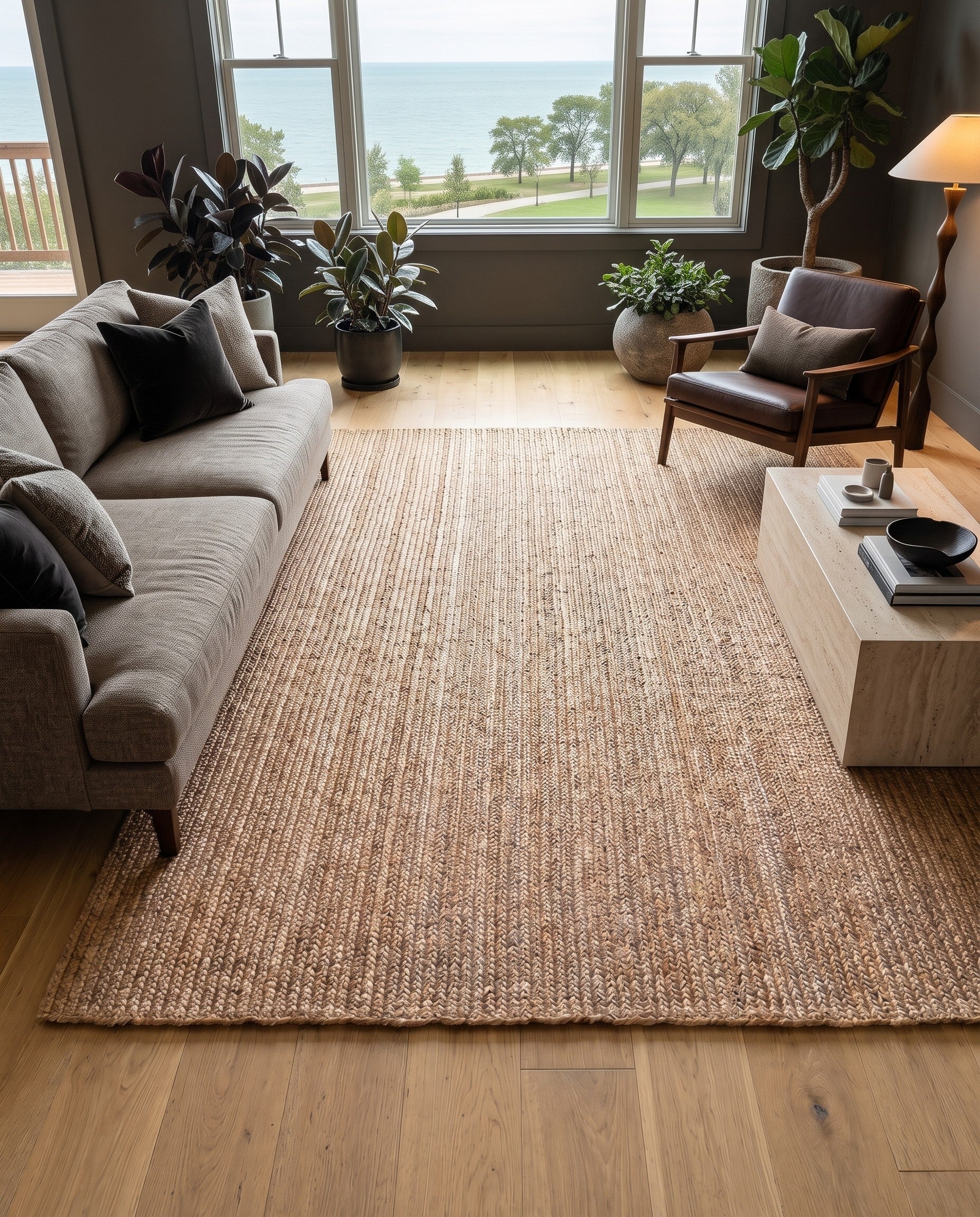 Natural Handmade Braided Jute Rug