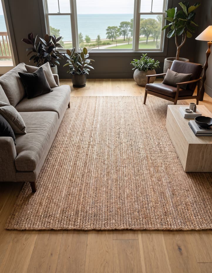 8' x 10' Handmade Braided Jute Rug