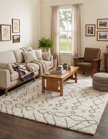 Pure Ivory Moroccan Shag Rug