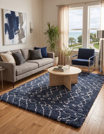 Navy Blue Moroccan Shag Rug