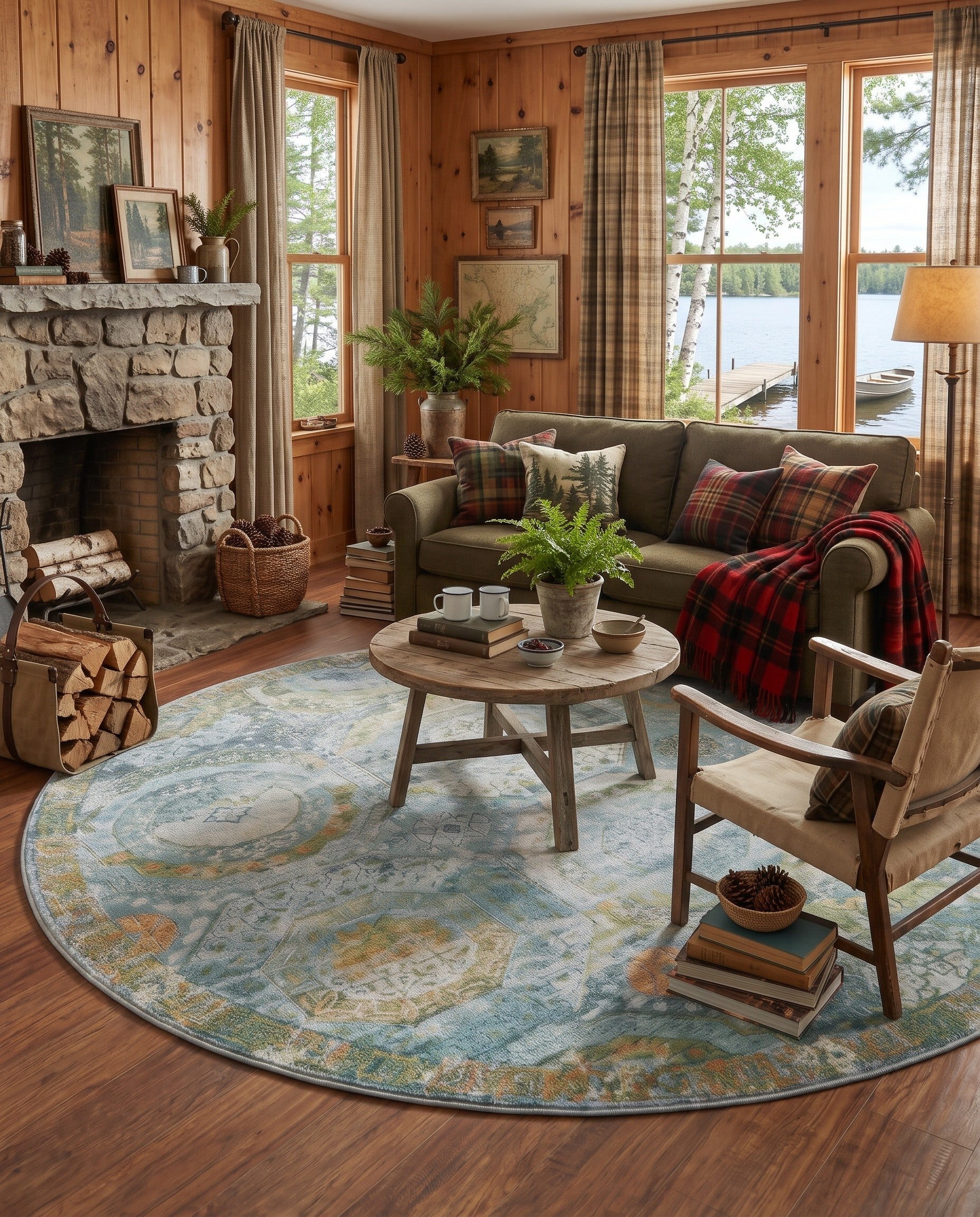 Light Blue Santiago Round Rug