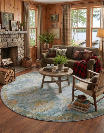 Light Blue Santiago Round Rug