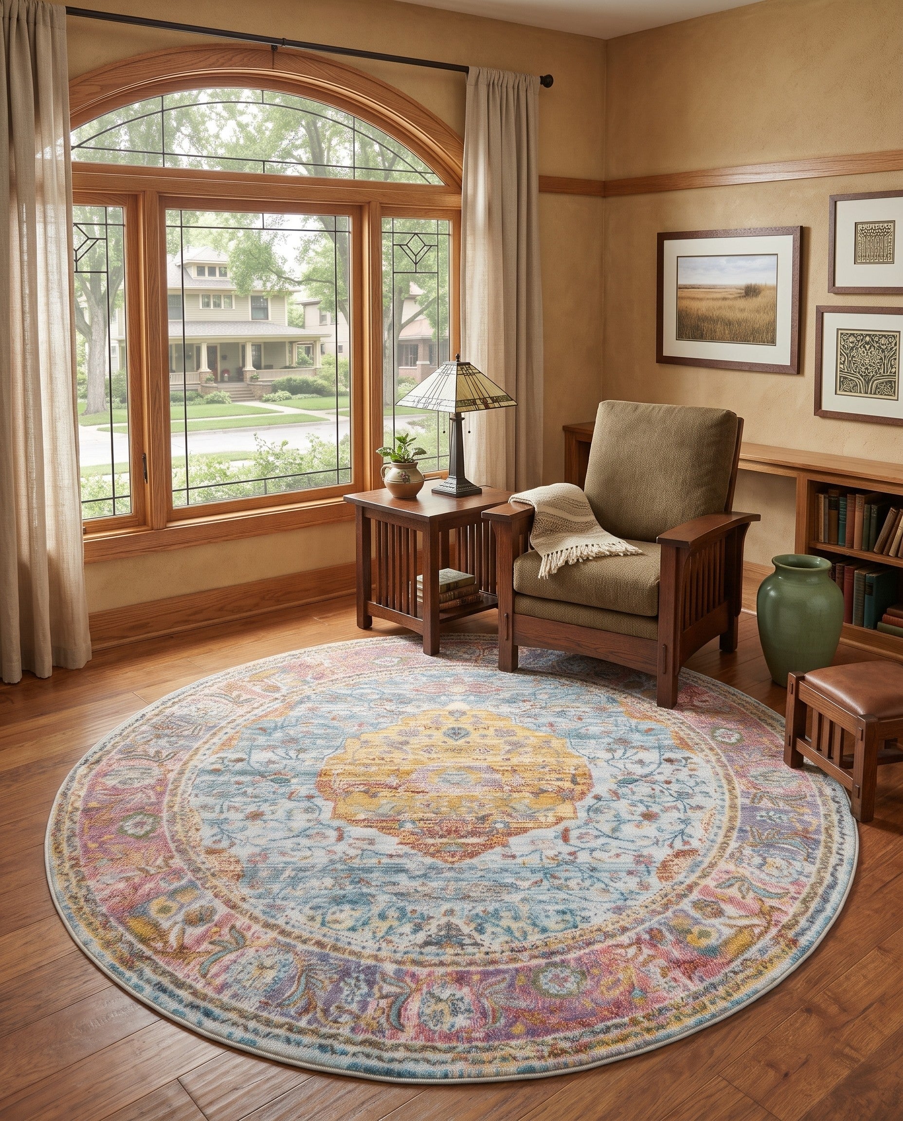 Light Blue Santiago Round Rug