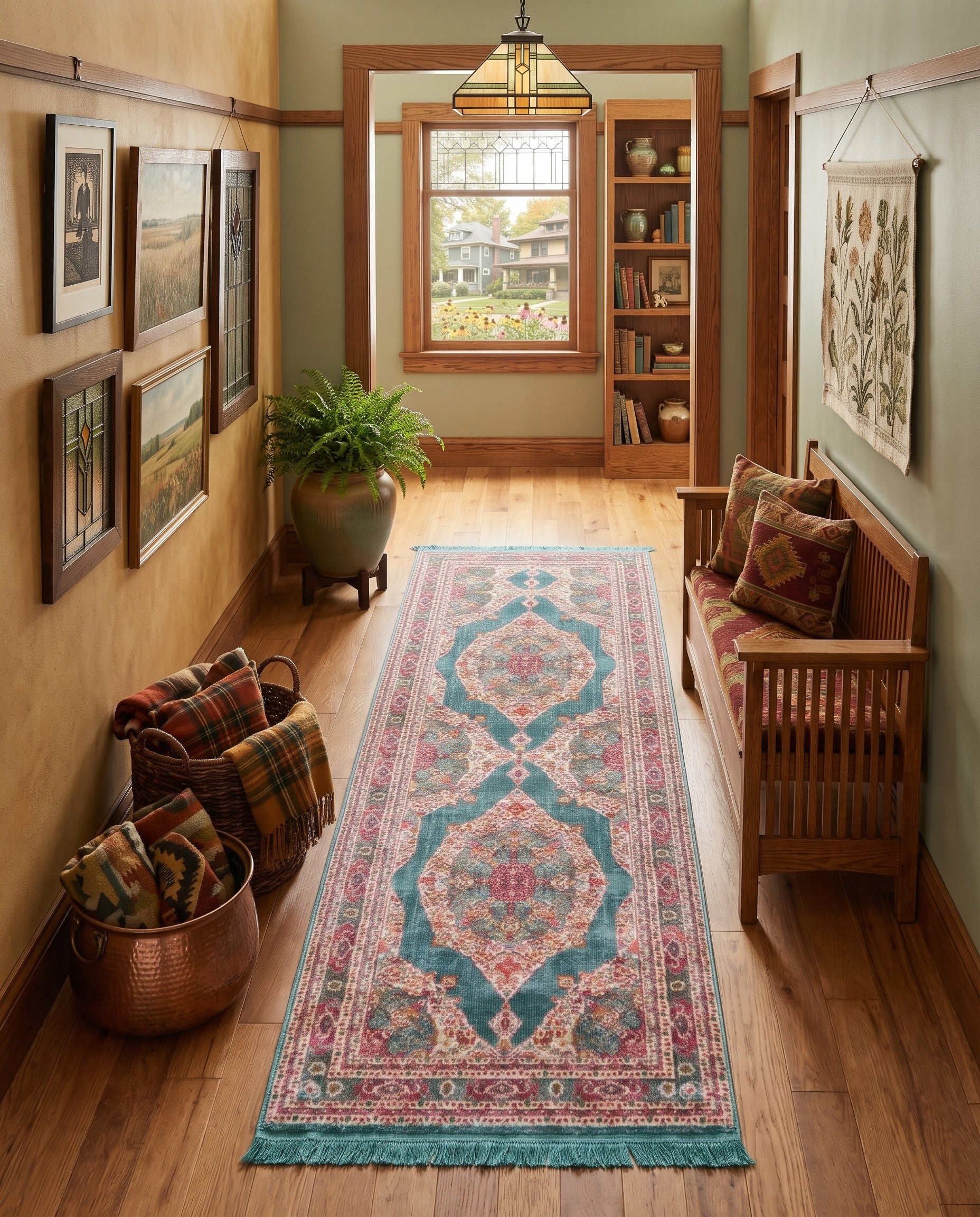 Turquoise Santiago Runner Rug